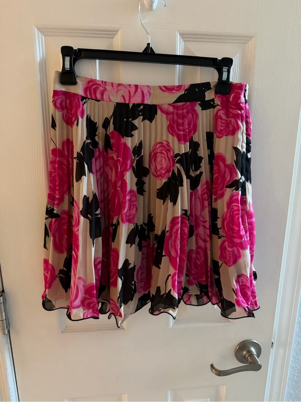 Milly pleated Skirt with Hot Pink & Black Floral Print